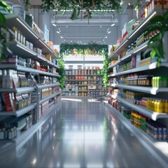 Shelf product commodity supermarket blurred Abstract