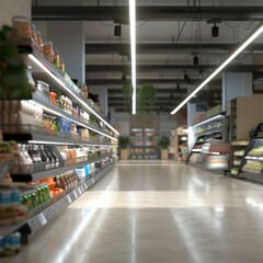 Fototapeta premium Shelf product commodity supermarket blurred Abstract