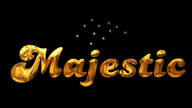 Majestic stars text design golden glowing shine animation video
