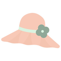 Colorful Summer Hat with Flower Isolated on White