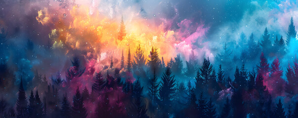 a colorful abstract forest background