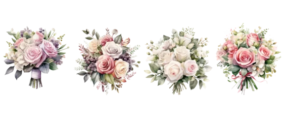 Nahtlose Fototapete Airtex Blumen Beautiful bouquet of isolated pink and white flowers, including roses and tulips, perfect for weddings, anniversaries, or Valentine's Day decorations