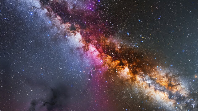 The brightly colored Milky Way is perfect for backgrounds and wallpapers. Ai generate. © MOUNTAIN