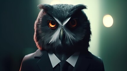 owl in suit
