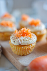 Homemade Carrot Cupcakes with Cream Cheese Frosting for Easter - 746326649