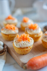 Homemade Carrot Cupcakes with Cream Cheese Frosting for Easter - 746326652