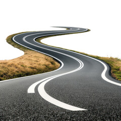 Fototapeta na wymiar winding road curve pathway on transparency background PNG 