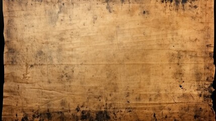 Fototapeta premium Sheet of aged paper stained with black ink, background, copy space.