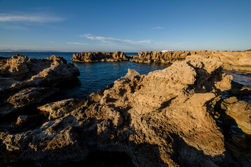 Fototapeta na wymiar rock formations on Sa Boca, Formentera, Pitiusas Islands, Balearic Community, Spain