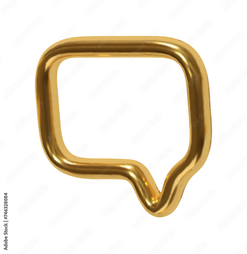 Aufkleber gold speech bubbles. minimal chat golden dialog bubble line icon. realistic 3d design isolated on wh