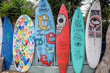 surfboard collection, Es Calo, Formentera, Pitiusas Islands, Balearic Community, Spain