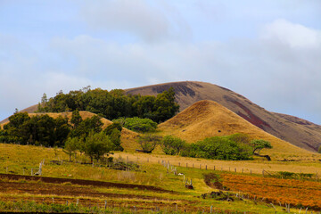 Typical volcanic landscape on Rapa Nui- Easter Island, Polynesia, Chile, South America
