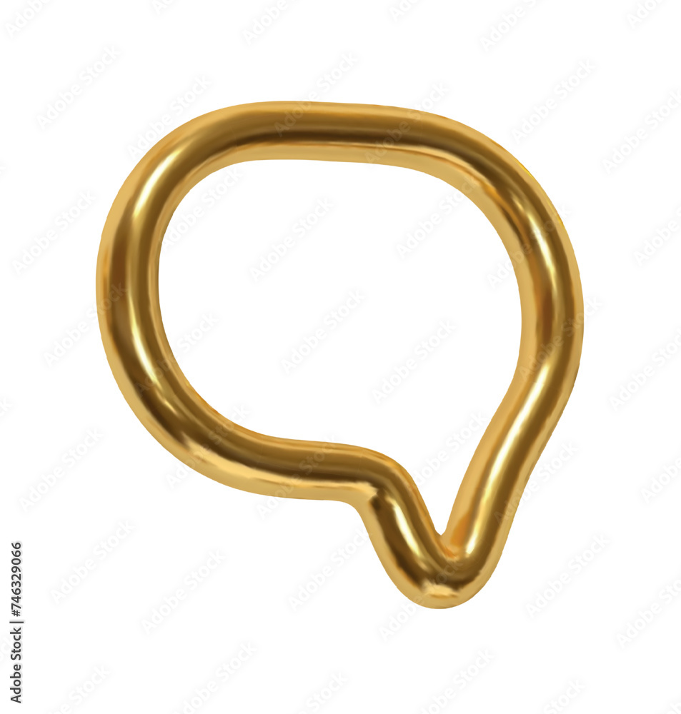 Poster gold speech bubbles. minimal chat golden dialog bubble line icon. realistic 3d design isolated on wh