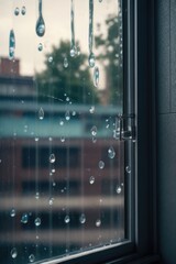 Water droplets are seen on the window