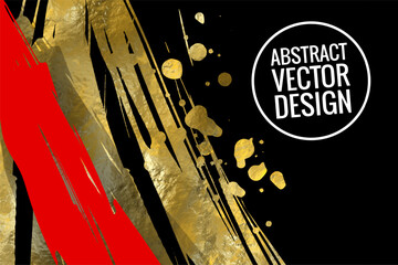 Vector Black Red and Gold Design Template, Flyers, Mobile Technologies, Applications, Online Services, Typographic Emblems, Logo, Banners. Golden Abstract Modern Background.