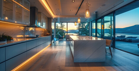 Kitchen in New Contemporary Style Luxury Home. Generative AI.
