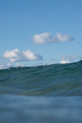 Blue waves breaking in the sea beautiful