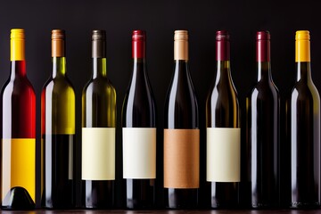 Elegant wine bottles displayed in a wine store window with a variety of exquisite wines