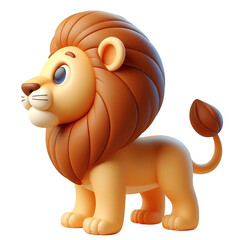 3d cartoon style lion side view isolated on transparent background AI Generated 