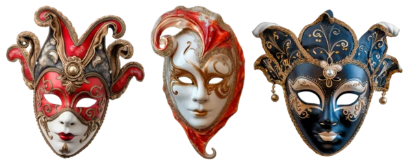 Gardinen Set of carnival colorful masks. Isolated on a transparent background. © Honey Bear