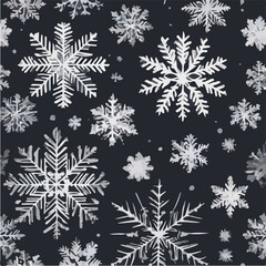 Naklejka na ściany i meble Seamless pattern colorful Winter snowflakes and frosty vector illustration. Frosty Flourish: Seamless Pattern of Winter Magic.