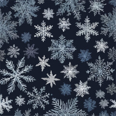 Fototapeta na wymiar Seamless pattern colorful Winter snowflakes and frosty vector illustration. Winter Wonderland: Seamless Colorful Snowflake Bliss.