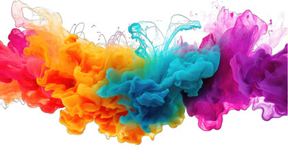 Obraz premium Explosion of colorful rainbow paint smoke png