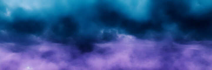 Fototapeta na wymiar Colored smoke, dramatic clouds, bright banner, ai generated