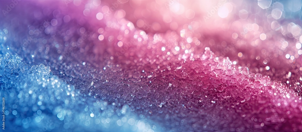 Aufkleber a detailed close-up view capturing the intricate patterns of simple sugars on a blue and pink backgr