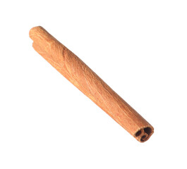One aromatic cinnamon stick isolated on white