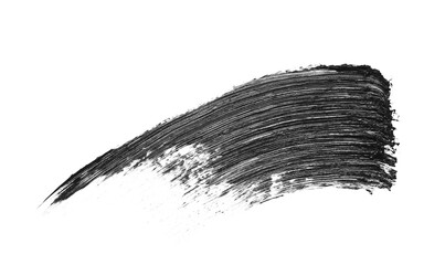 Smear of black mascara isolated on white, top view