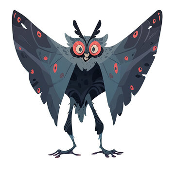 An illustration of a cute Mothman