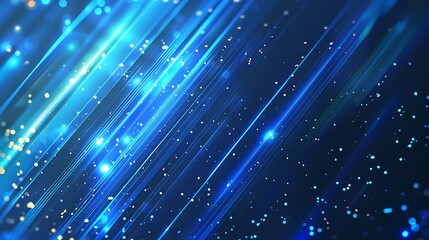 Blue technology background with motion neon light effect. Generative Ai