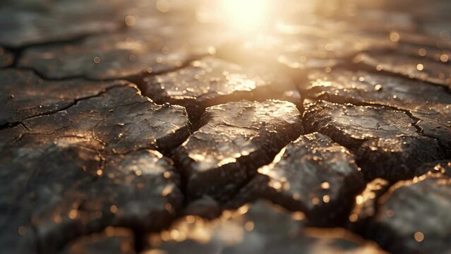 Texture of cracked soil highlighting the changing landscape as a result of weather patterns.
