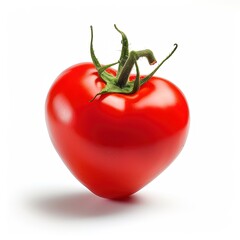 Fresh heart shaped tomato, FRESH TOMATO beautiful big appetizing, advertising lights, white background.