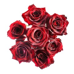 Colorful flower bouquet of red roses isolated on white background. Closer. Generative Ai