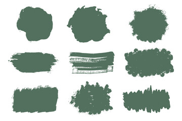 collection of Tealish Green grungy distress paintbrush texture background vector illustration