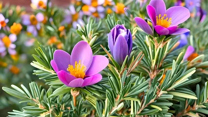 Foto op Canvas crocuses, flowers, blossom, rosemary, plant, branch, bunches, crocus in spring, © Every
