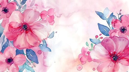 Fototapeta na wymiar Cute watercolor flower background . Invitation. Wedding card. Birthday card. Generative Ai