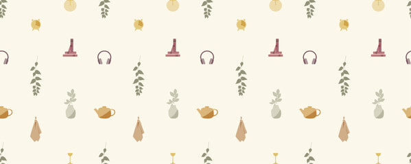 Seamless pattern in pastel colors. Cozy background.