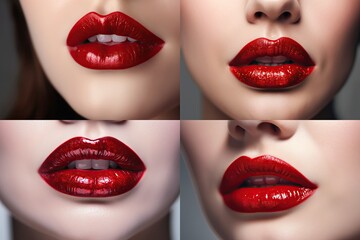 Fototapeta premium Woman Lips Closeup, Red Lipstick Makeup, Beautiful Mouth Make-Up, Model Girl Lip, Lips Macro