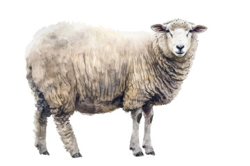Gritstone Grazing Sheep on Transparent Background, PNG
