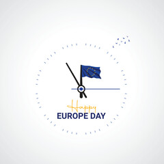 Happy Europe Day creative ads design. May 9 Europe Day social media poster vector 3D illustration.