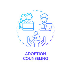 Adoption counseling blue gradient concept icon. Adoption agency. Legal advice. Family planning. Online consulting. Round shape line illustration. Abstract idea. Graphic design. Easy to use