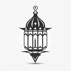 Elegant Ramadan Kareem Lantern,simplistic vector art,white background 