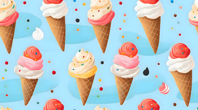 Ice cream seamless pattern illustration