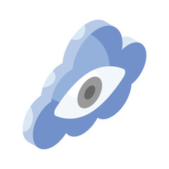 Eye inside cloud showing concept icon of cloud monitoring, ready to use vector