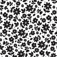 Black and white daisy minimalistic surface pattern