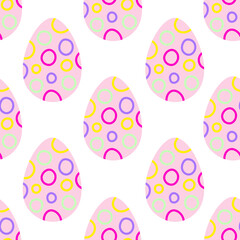 Modern Easter seamless pattern with egg. Bright colorful endless background for spring holiday design. Abstract pastel repeat vector illustration for greeting card wallpaper banner