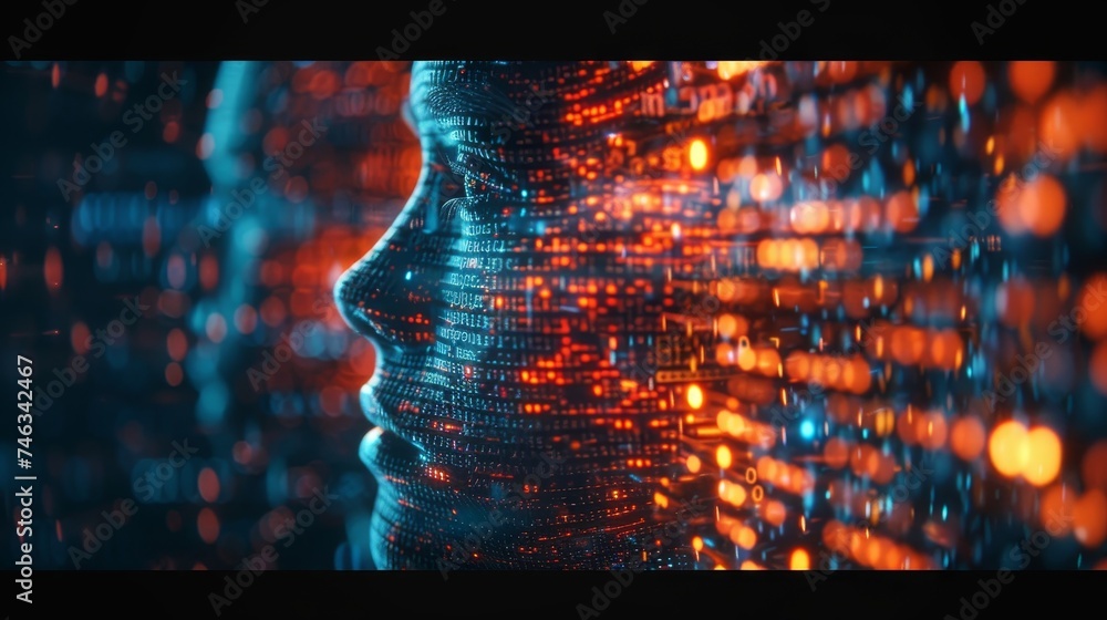 Poster depict the silent language of machines, where binary code whispers the secrets of advanced technolog